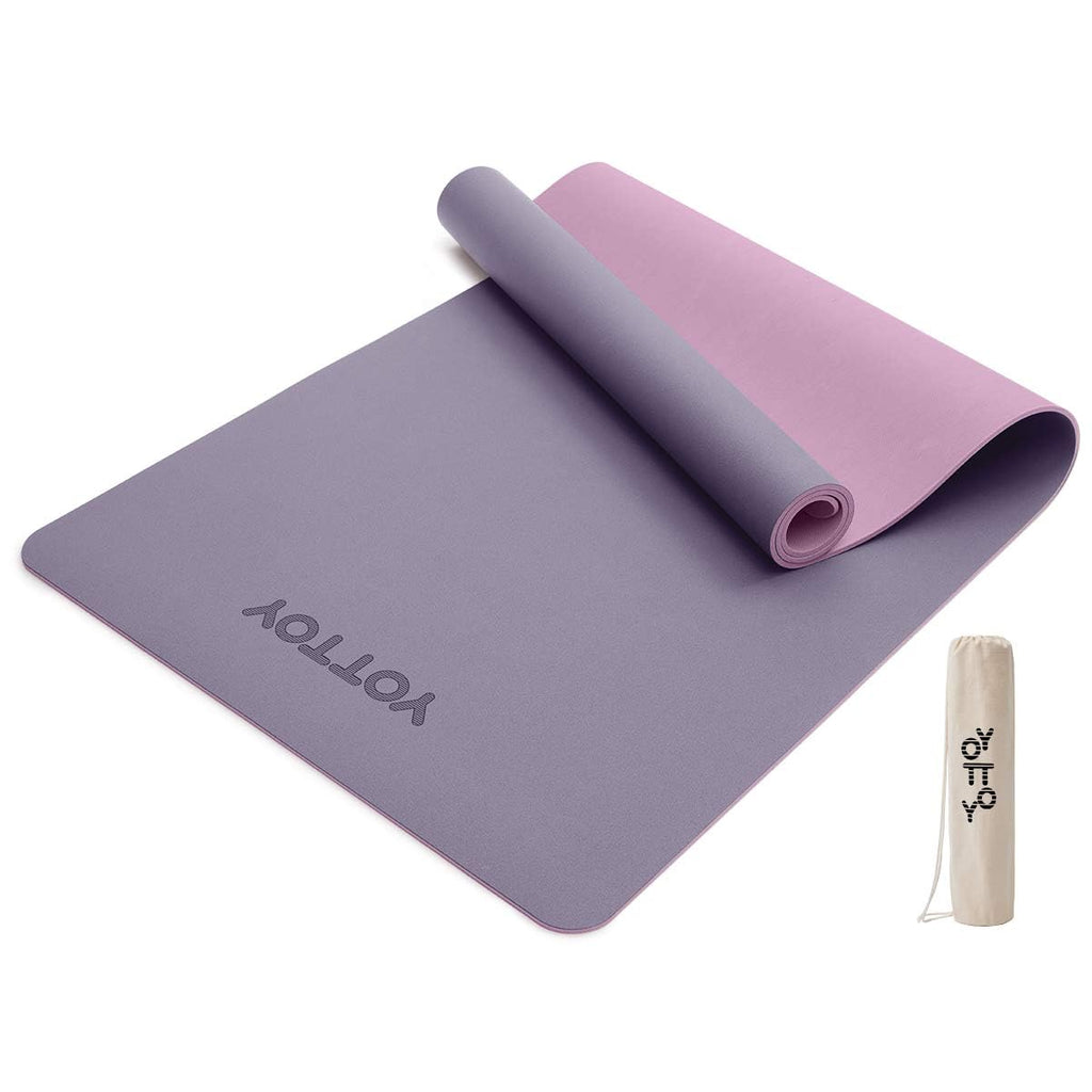YOTTOY Yoga Mat,Non-Slip Hot Yoga Mat with Anti-Tear Design and Friendly Natural Rubber Mat with Strap and Bag
