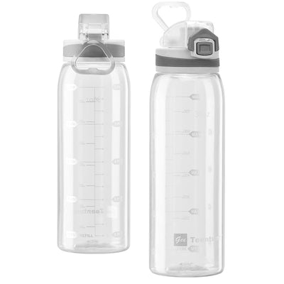 30oz Sport Water Bottle with Time Markers, Large Durable Gym Plastic Bottle Tritan BPA Free for Fitness, Outdoor Enthusiasts, Leakproof Gray (Pack of 1)