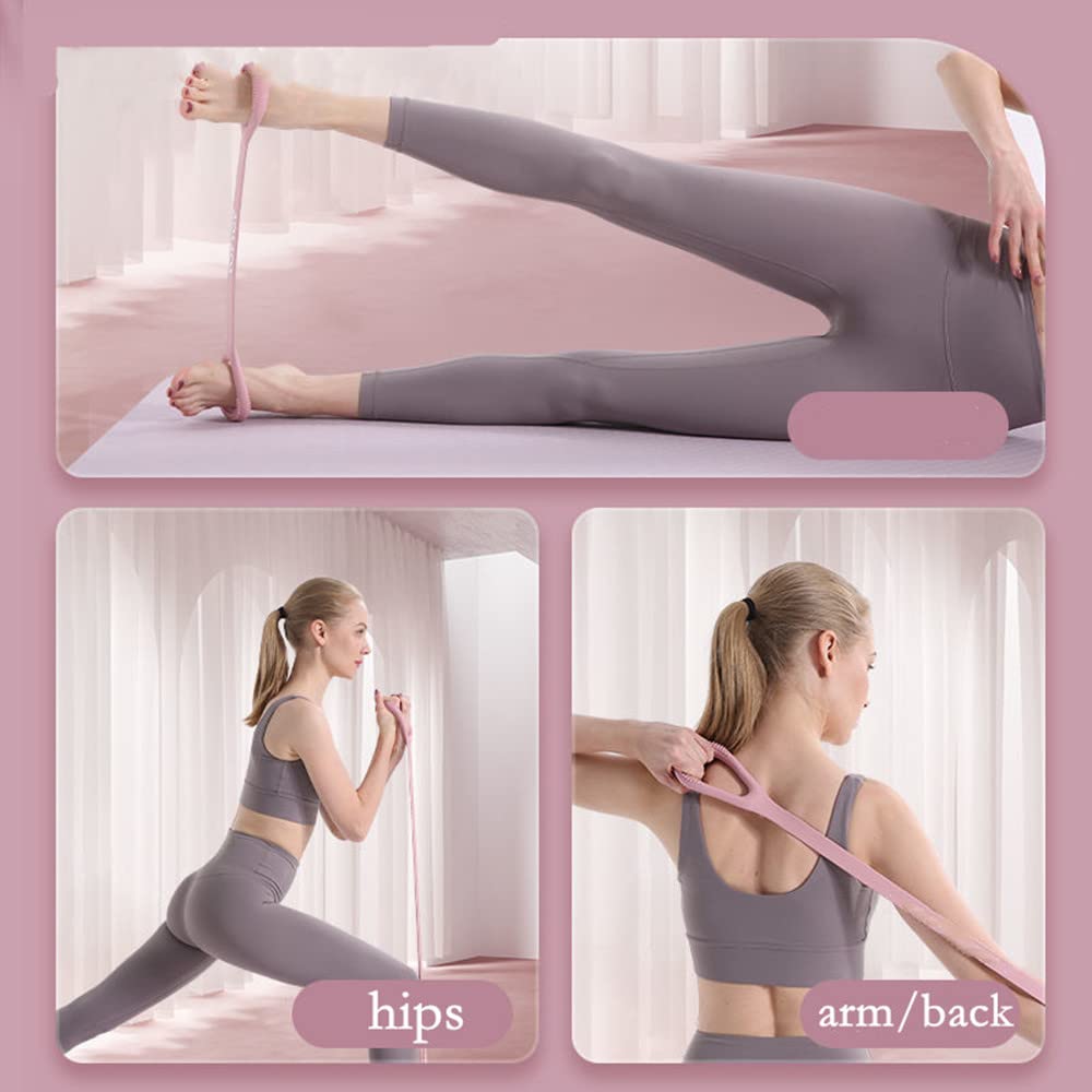 Figure 8 Resistance Band, Arm Back Shoulder Exercise Elastic Rope Stretch Fitness Band, Foot, Leg, Hand Stretcher, Arm Exerciser for Yoga Pilates Stretching Physical Therapy, Home Gym Workout