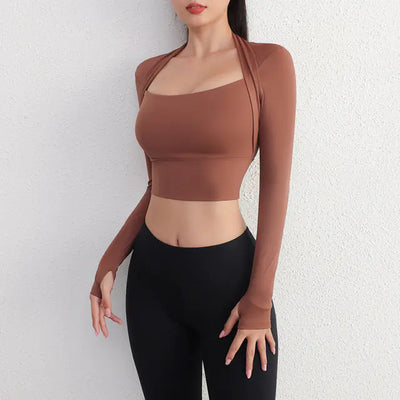 Yoga Fitness Activewear Faux Two-Piece Tops