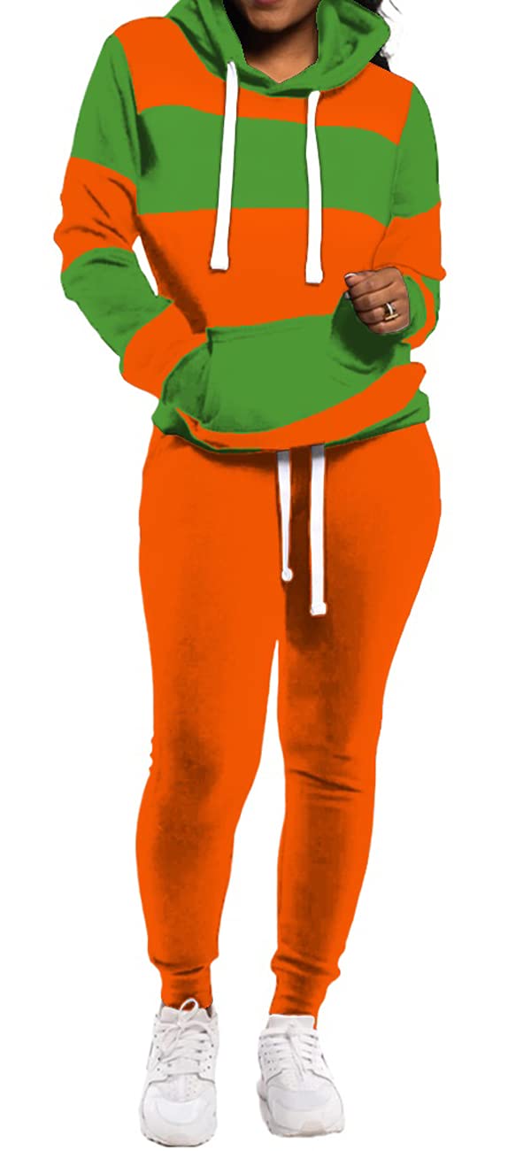 TOPONSKY Womens 2 Piece Tracksuit Long Sleeve Warm Up Outfit Patchwork Pants Set