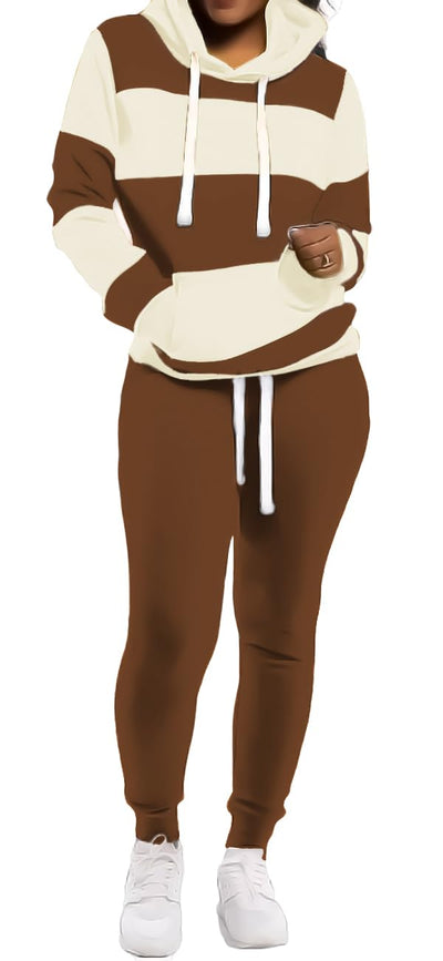 TOPONSKY Womens 2 Piece Tracksuit Long Sleeve Warm Up Outfit Patchwork Pants Set