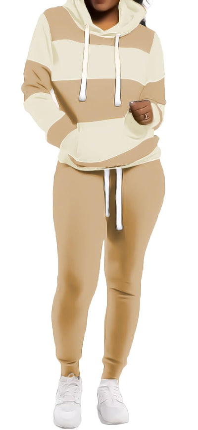 TOPONSKY Womens 2 Piece Tracksuit Long Sleeve Warm Up Outfit Patchwork Pants Set