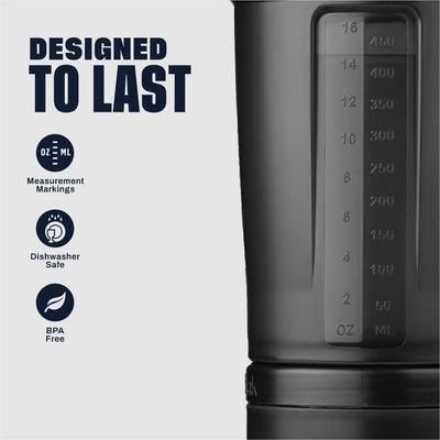 BlenderBottle Shaker Bottle with Pill Organizer and Storage for Protein Powder, Classic V2 ProStak System, 22-Ounce, Smoke Grey