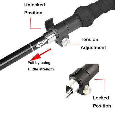 Aluminum Collapsible Ultralight Travel Trekking Hiking Pole for Men and Women (Fits 5'3" - 6'2")