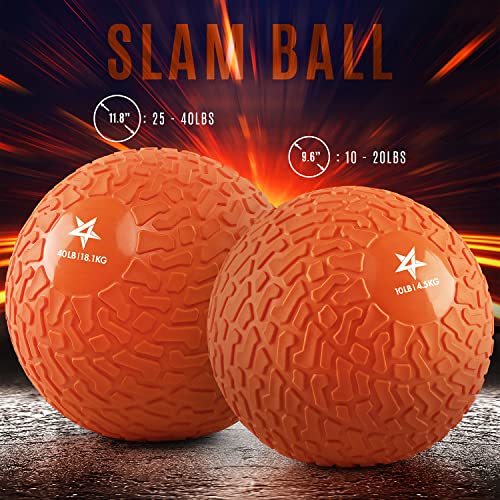 Yes4All Slam Balls, 10-40lb Weighted Ball Weight, Durable PVC Sand Filled Workout Dynamic Slam Ball for Core Strengthen