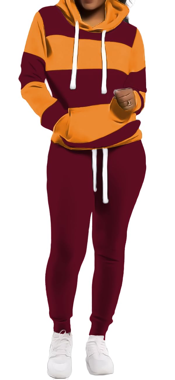 TOPONSKY Womens 2 Piece Tracksuit Long Sleeve Warm Up Outfit Patchwork Pants Set