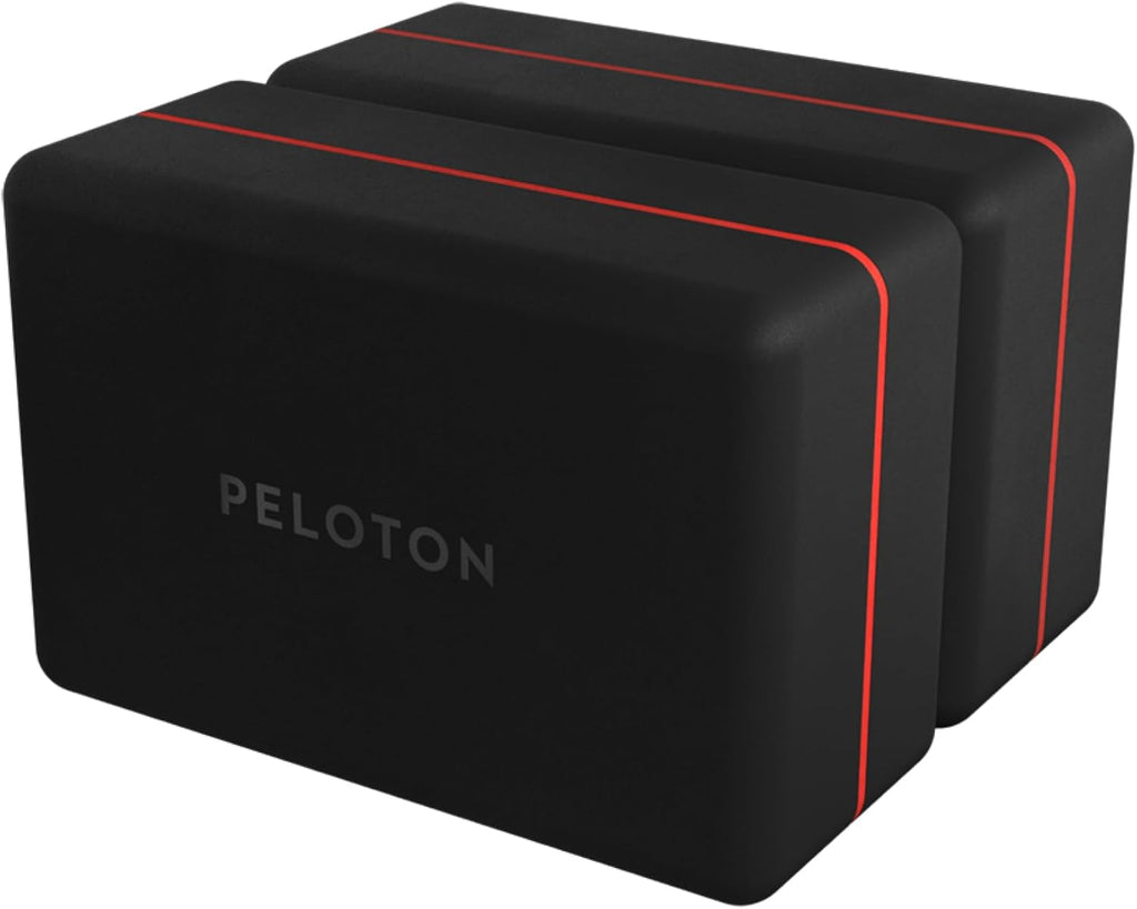 Peloton Yoga Block | Premium EVA Foam Yoga Blocks Available in Set of Two with Curved Edges and Corners, Accessories for Beginner and Advanced Yoga, 9 x 6 x 4 inches, Black/Red