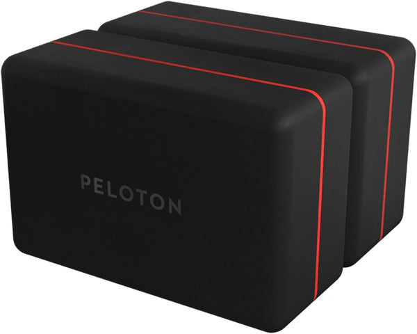 Peloton Yoga Block | Premium EVA Foam Yoga Blocks Available in Set of Two with Curved Edges and Corners, Accessories for Beginner and Advanced Yoga, 9 x 6 x 4 inches, Black/Red