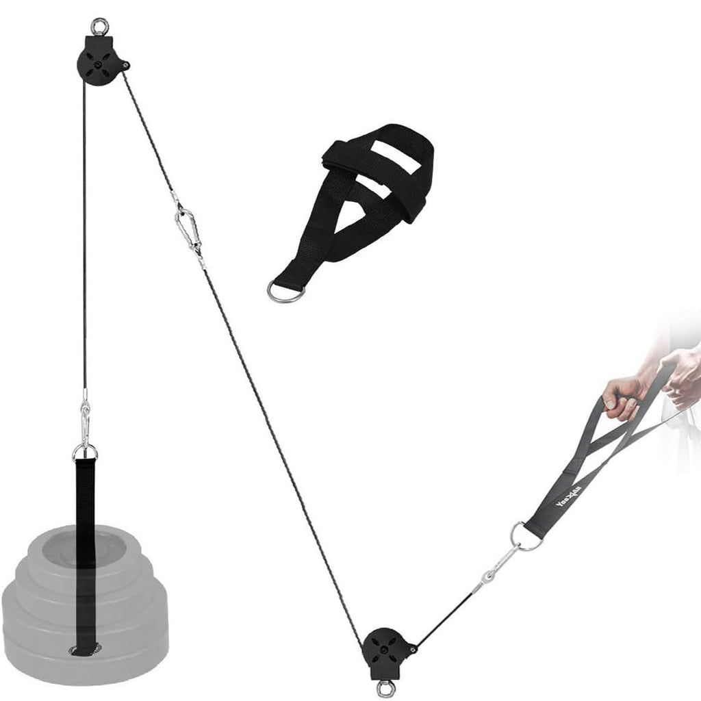 Yes4All Cable Machine Attachment, Row Handles, Tricep Rope, Straight Bar, V Bar, LAT Pulldown Accessories Load 880 LB for Home Gym