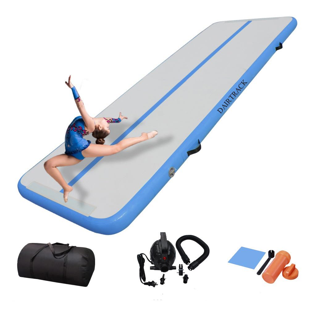 DAIRTRACK Inflatable Gymnastics Air Mat 10ft/13ft/16ft/20ft Tumble Track Tumbling Mats for Home Use/Gym/Training/Cheerleading/Yoga/Water