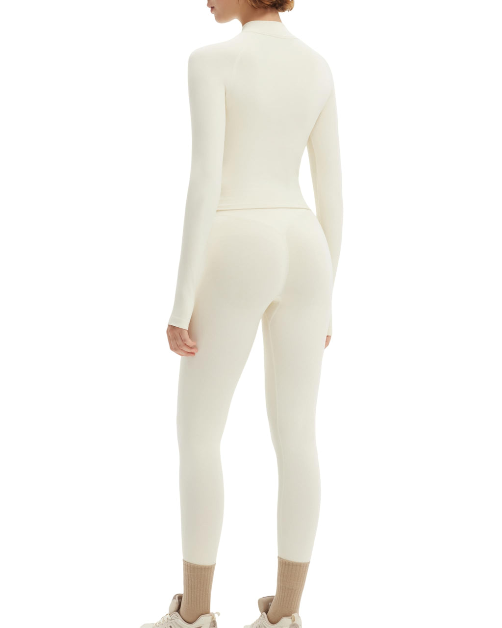 SUUKSESS Workout Sets for Women 2 Piece Seamless Long Sleeve Yoga Outfits Active Leggings Half Zippy Jacket Gym Set