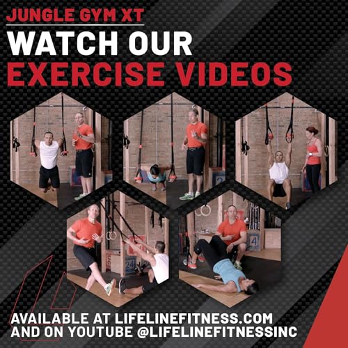 Lifeline Jungle Gym XT Body Weight Suspension Trainer System – Patented Split Anchor, Full-Body Workout, Lightweight Home Suspension Training Kit for Home Gym, Workout Equipment