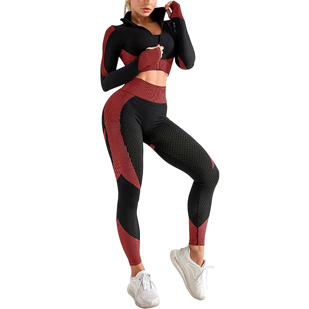 3pcs Seamless Outfit Workout Sets Gym for Women, Fitness Sports School Running Clothes Yoga Sportswear