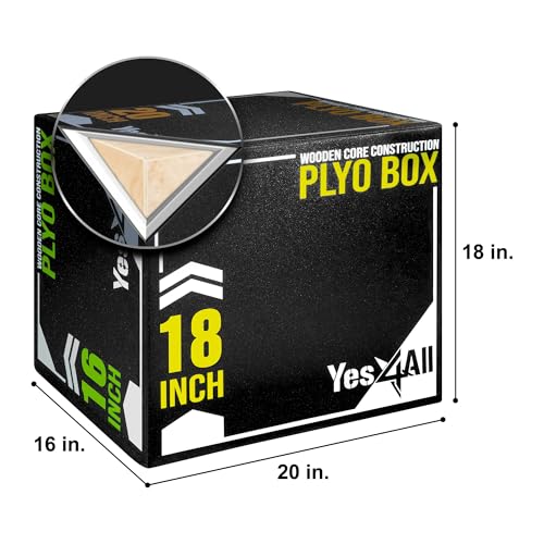 Yes4All 3-in-1 Soft-Padded Plyo Box With Wooden Core, Non-Slip Multi-Use Cushioned Plyometric Jump Box with Vinyl Cover for Jumping, Conditioning, Strength Training