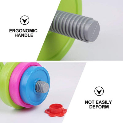 Kids Workout Dumbbell Weights Set - Toddler Toy Gym Equipment for Pretend Play Lifting, Exercise & Fitness - Adjustable Fill with Sand or Water