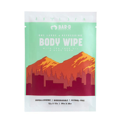 Bar-D Biodegradable Body Wipes with Tea Tree Oil & Aloe Vera - Refreshing Shower Wipes Great for Camping, Hiking, Post Workout and Travel (3-Pack, 10 Wipes/Pack)