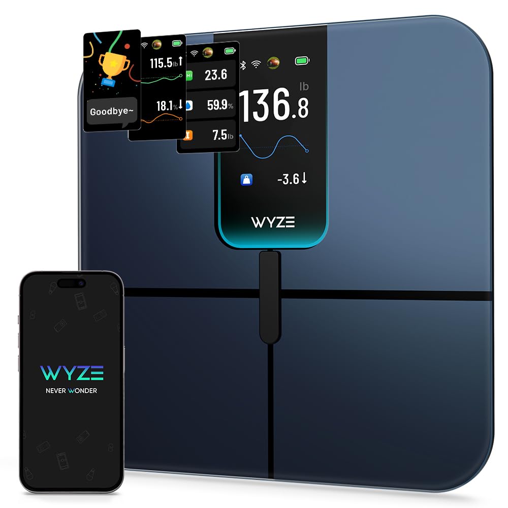 Ultra, Smart Scale with 4.3" Color Display, Digital Bathroom Scale for Body Weight BMI Muscle Mass Composition, Wi-Fi & Bluetooth Body Fat Scale with Heart Rate, 400 lbs (Black)