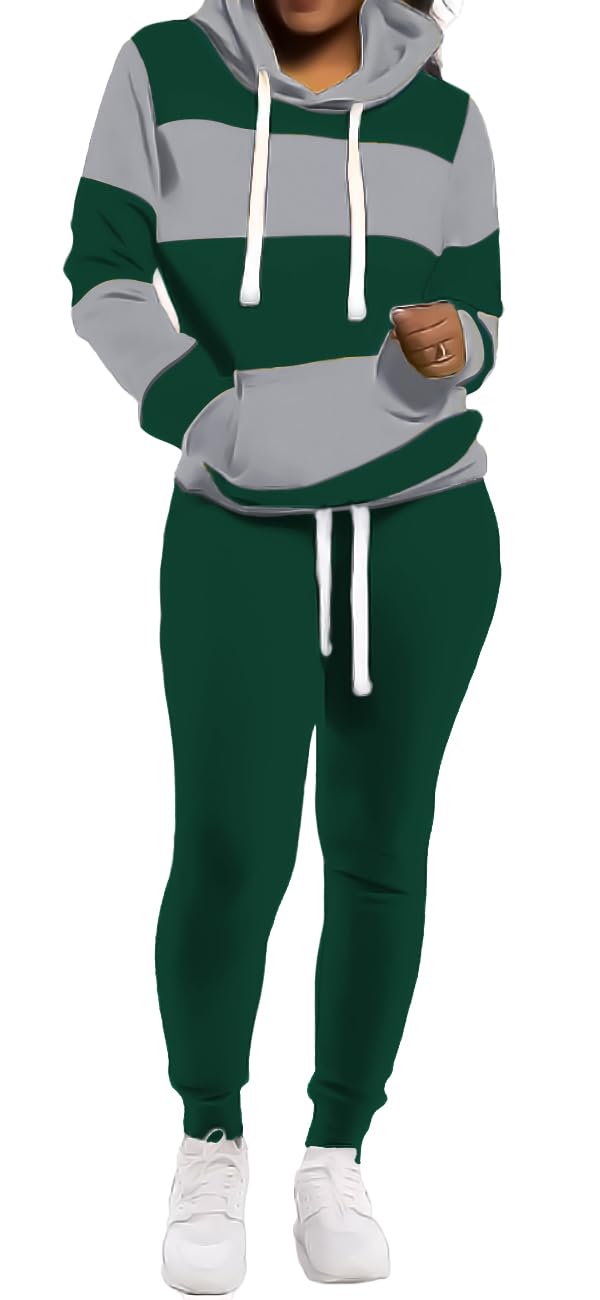 TOPONSKY Womens 2 Piece Tracksuit Long Sleeve Warm Up Outfit Patchwork Pants Set