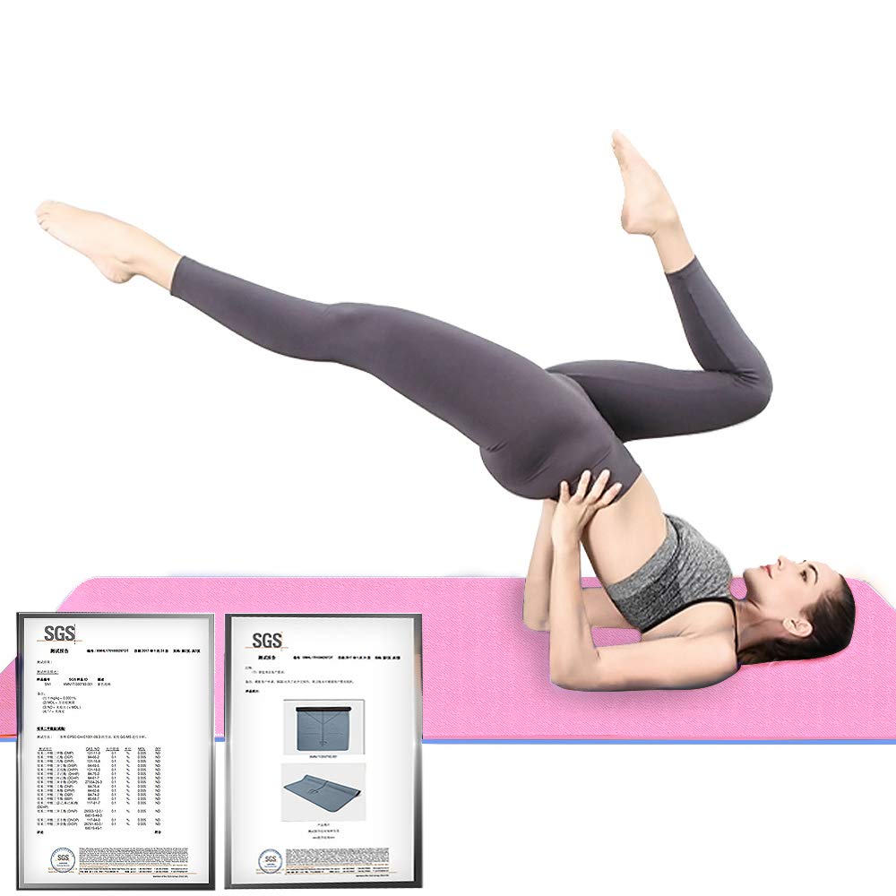 Hatha Yoga Extra Thick TPE Yoga Mat - 72"x 32" Thickness 1/2 Inch -Eco Friendly SGS Certified - With High Density Anti-Tear Exercise Bolster For Home Gym Travel & Floor Outside