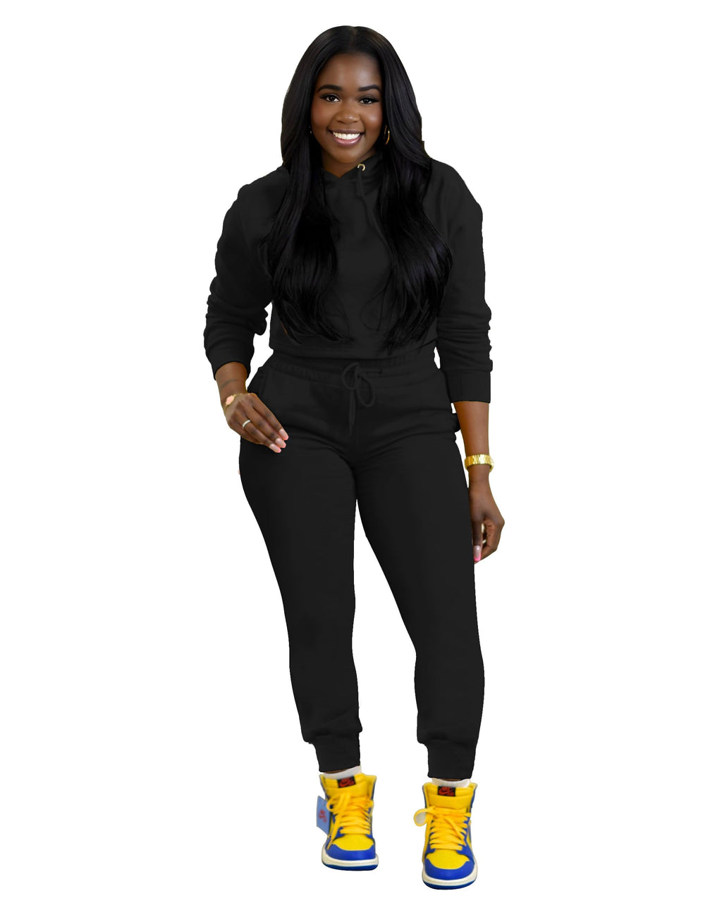 TOPSRANI Womens Two Piece Outfits Bodycon Tracksuit Sweatsuits Hoodie Solid Jogger Biker Workout Lounge Long Sleeve Pant Sets