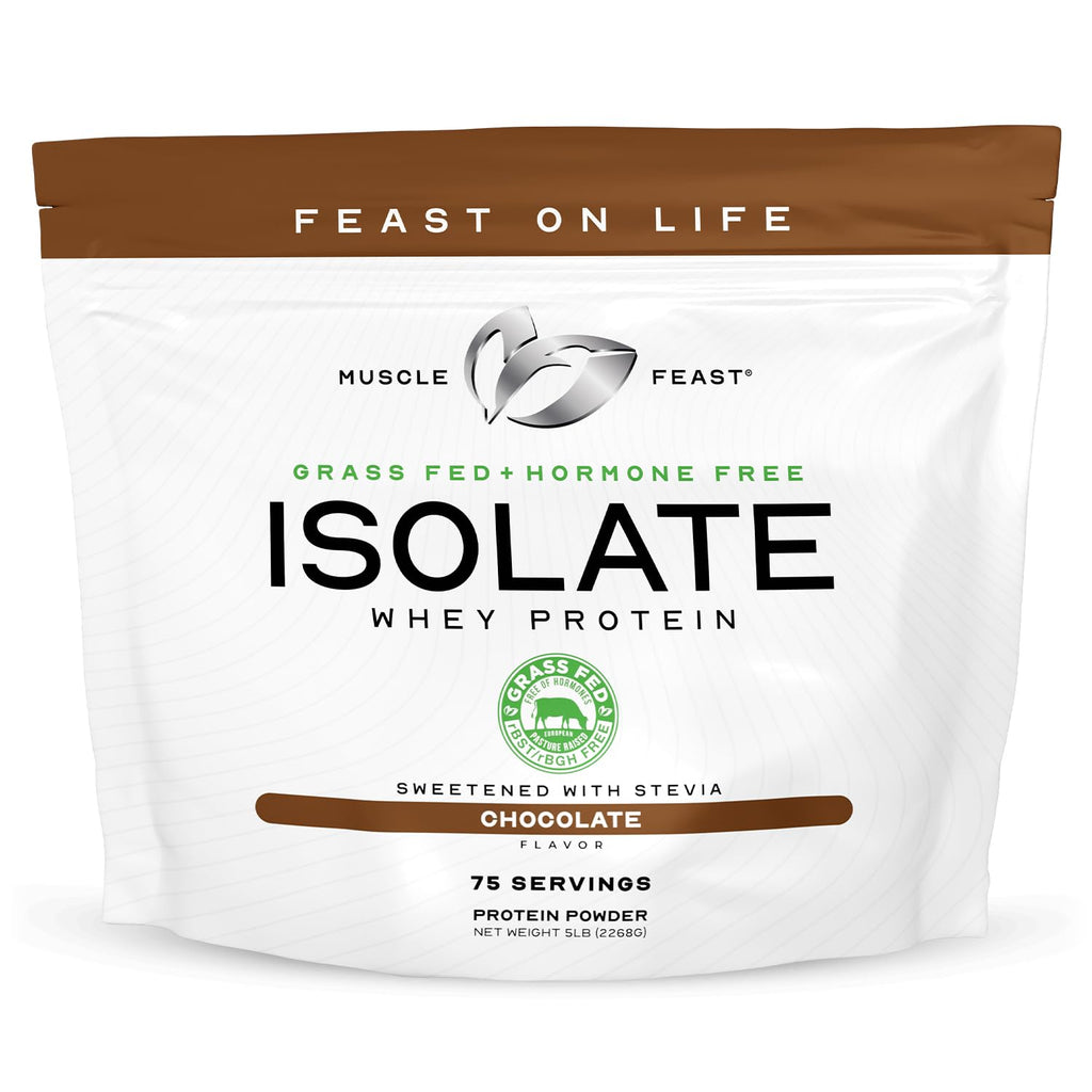 Muscle Feast Grass-Fed Whey Protein Isolate, All Natural Hormone Free Pasture Raised, Whey Isolate Protein Powder for Men and Women, Clean, Non-GMO & Gluten-Free, Isolate Protein - Unflavored, 5lb