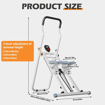 Vertical Climber Stair Stepper for Home Gym Folding Stair Climber Stepping Exercise Machine with Handlebar 3-Level Adjustable Height Non-Slip Pedals LCD Display Full Body Cardio Workout Equipment