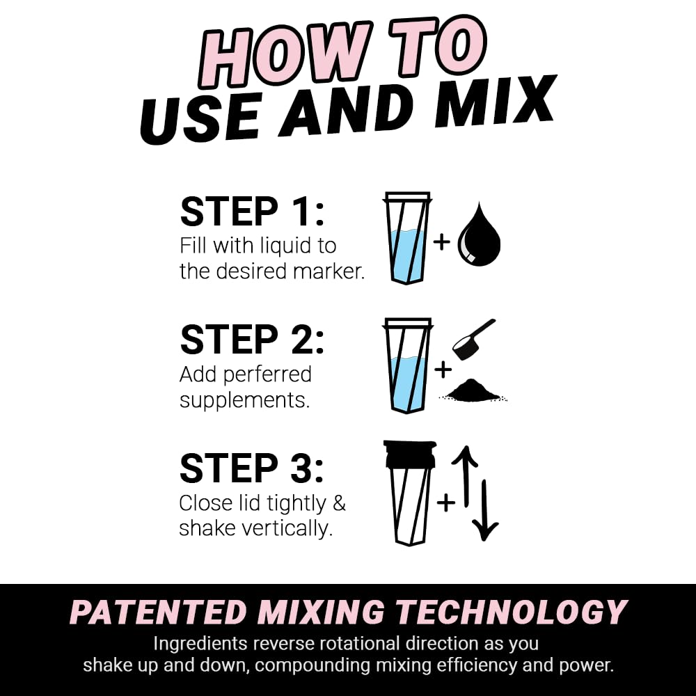 HELIMIX 2.0 Vortex Blender Shaker Bottle Holds upto 28oz | No Blending Ball or Whisk | USA Made | Portable Pre Workout Whey Protein Drink Shaker Cup | Mixes Cocktails Smoothies Shakes | Top Rack Safe