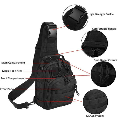Tactical Shoulder Bag,1000D Outdoor Military Sling Daypack Backpack