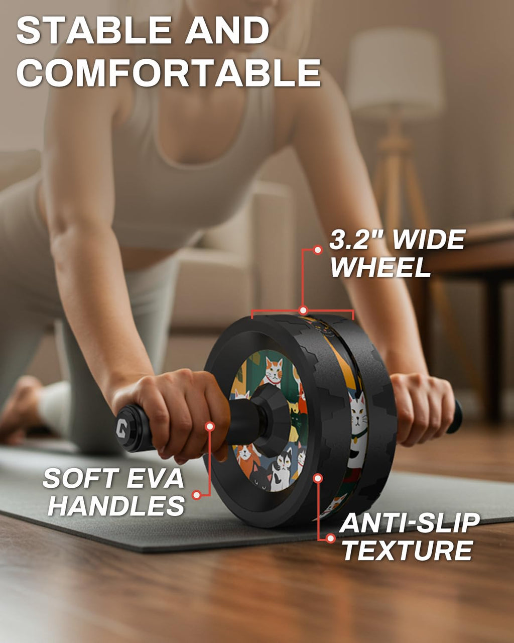 VINSGUIR Ab Roller Wheel, Abs & Core Workout Equipment for Home Gym with Knee Pad Accessories, Abdominal Wheel for Full-body Strength Training