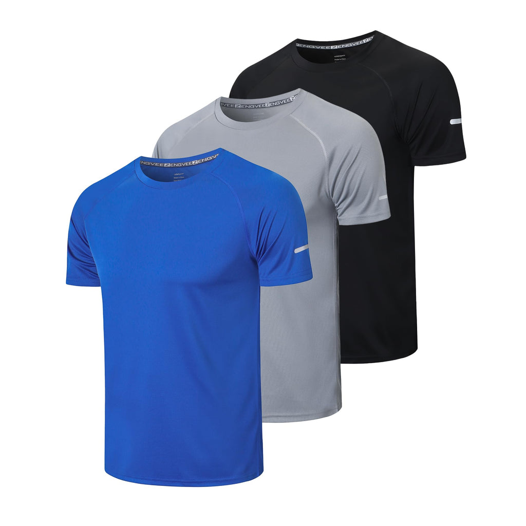 frueo Men's 1/3 Pack Workout Shirts Quick Dry Moisture Wicking Short Sleeve Mesh Athletic T-Shirts