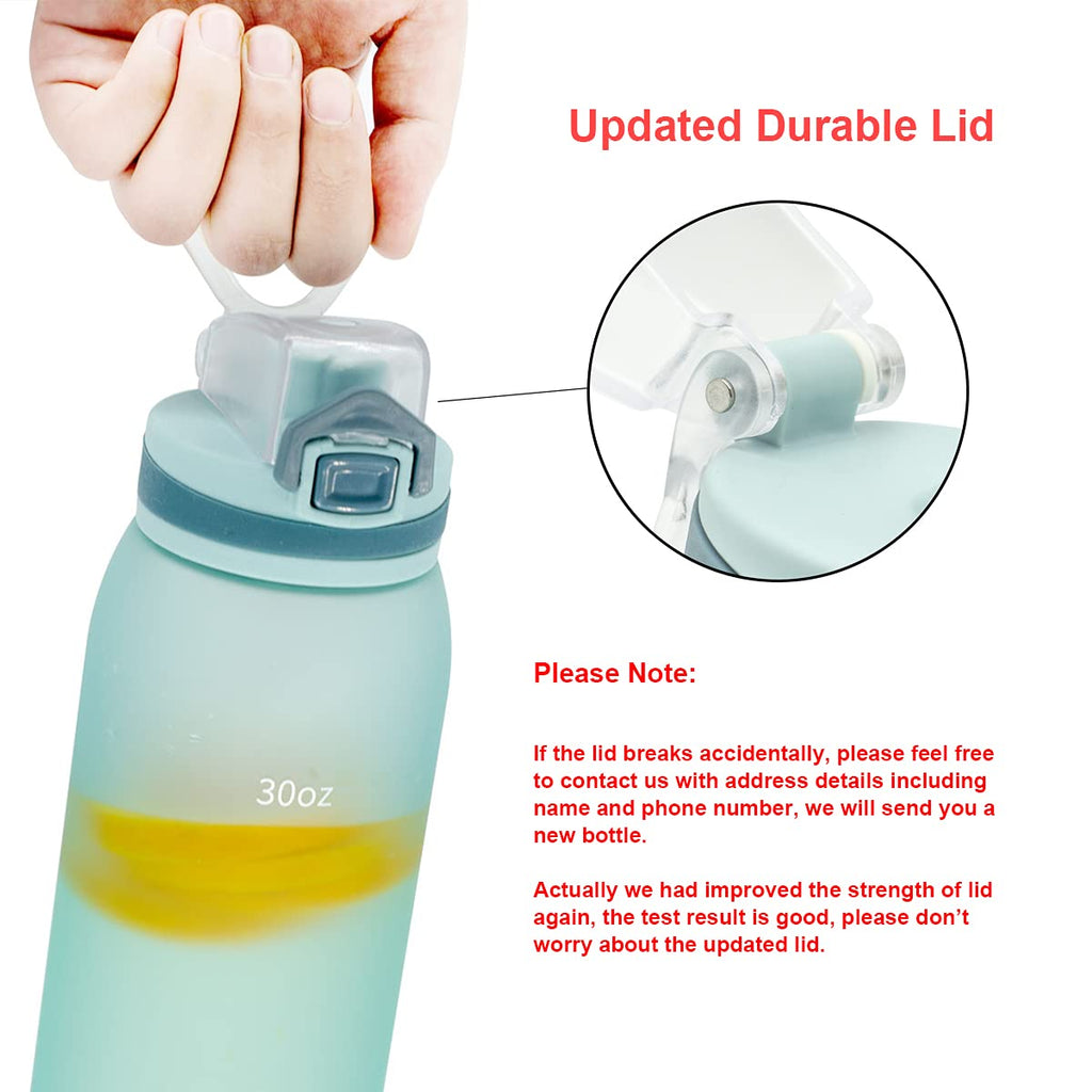 30oz Sport Water Bottle with Time Markers, Large Durable Gym Plastic Bottle Tritan BPA Free for Fitness, Outdoor Enthusiasts, Leakproof Gray (Pack of 1)