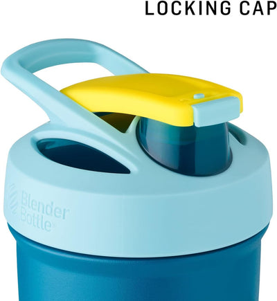 BlenderBottle Superman Strada Shaker Cup Insulated Stainless Steel Water Bottle with Wire Whisk, 24-Ounce, Man of Steel - Blue