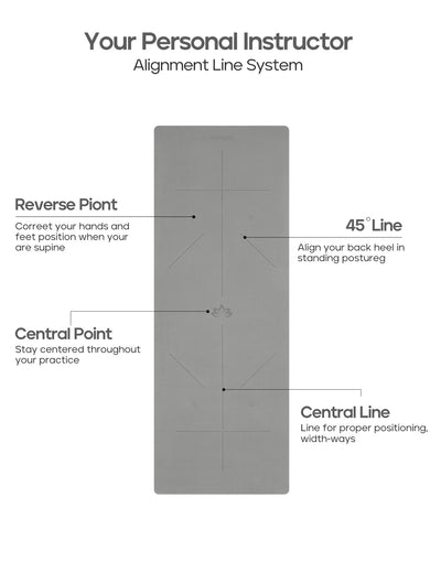 Heathyoga Eco Friendly Non Slip Yoga Mat, Body Alignment System, SGS Certified TPE Material - Textured Non Slip Surface and Optimal Cushioning,72"x 26" Thickness 1/4"