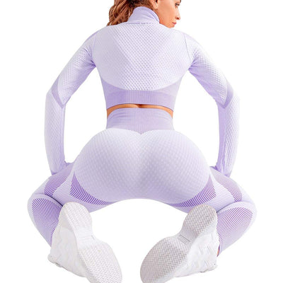 3pcs Seamless Outfit Workout Sets Gym for Women, Fitness Sports School Running Clothes Yoga Sportswear