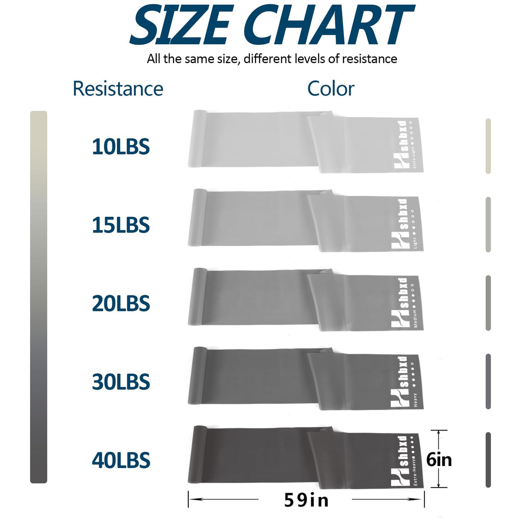 Resistance Bands for Working Out, Physical Therapy Bands, Latex Free Elastic and Exercise Bands Set for Stretching, Suitable for Rehab, Yoga, Pilates, Gym, Home Exercise