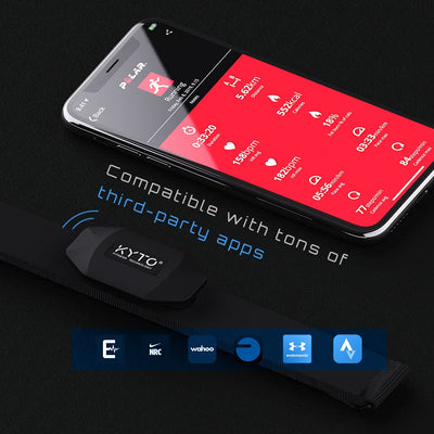 KYTO Heart Rate Monitor Chest Strap, ANT+/ Bluetooth, Compatible with iOS/Android APPs, Cycling/Yoga/Basketball/Running/Fitness Exercise/Boxing