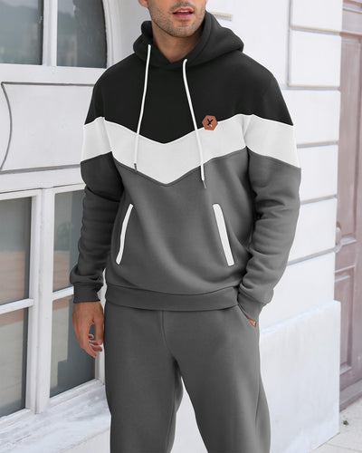 Mens Hoodie Tracksuit Set 2 Pieces Athletic Fleece Hooded Sweatsuit Casual Outfit Sweatshirt and Joggers Set