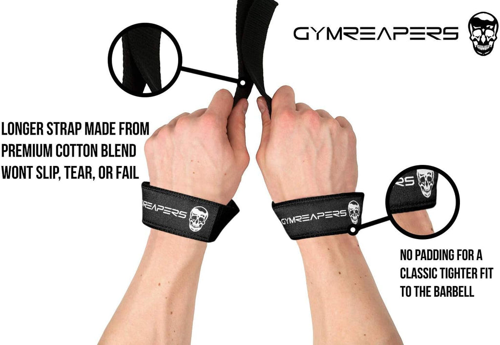 Gymreapers Lifting Wrist Straps for Weightlifting, Bodybuilding, Powerlifting, Strength Training, & Deadlifts - Padded Neoprene with 18 inch Cotton
