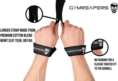 Gymreapers Lifting Wrist Straps for Weightlifting, Bodybuilding, Powerlifting, Strength Training, & Deadlifts - Padded Neoprene with 18 inch Cotton