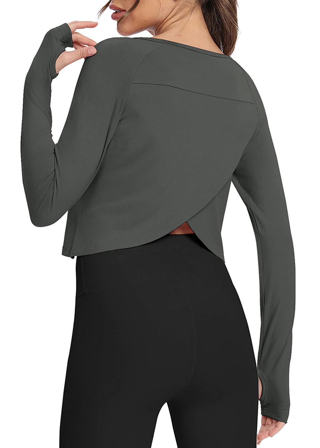 Bestisun Long Sleeve Athletic Workout Shirts Sports Yoga Gym Crop Tops for Women