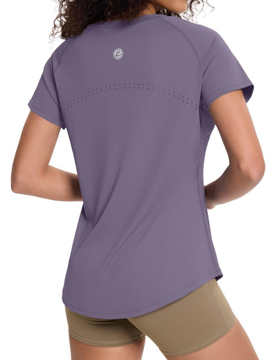 Loovoo Workout Tops for Women Loose Fit Breathable Activewear Cool Quick Dry Gym Athletic Tee Top