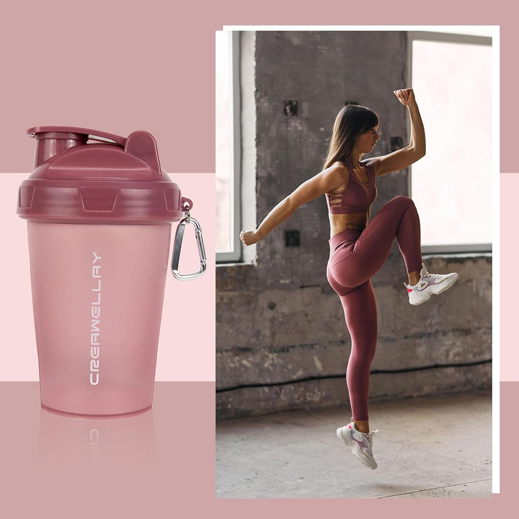 2 Pack Shaker Bottles for Protein Mixes, 17 oz Small Protein Shaker Bottle with Handle, Gym Shaker Cups with Blending Ball for Pre Workout, BPA-Free & Dishwasher Safe (Black, Pink)