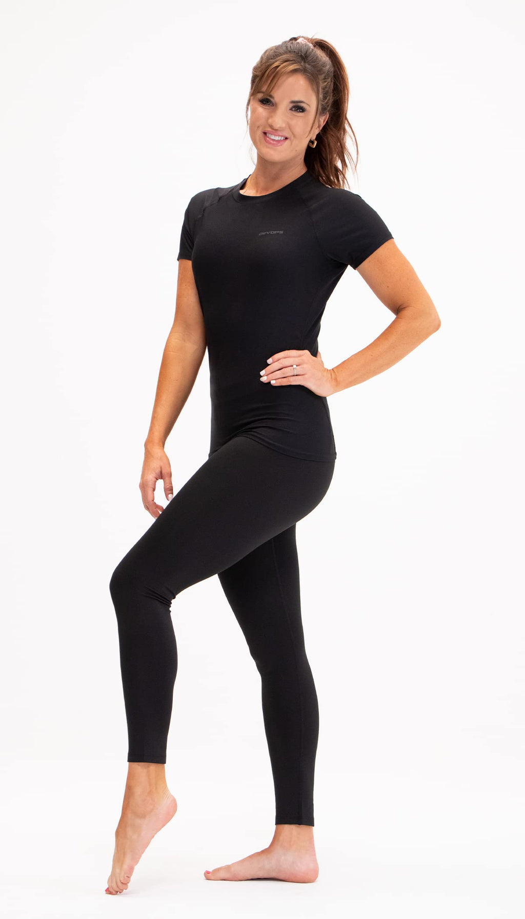 DEVOPS 3 Pack Women's Compression Shirt Dry Fit Short Sleeve Running Athletic T-Shirt Workout Tops