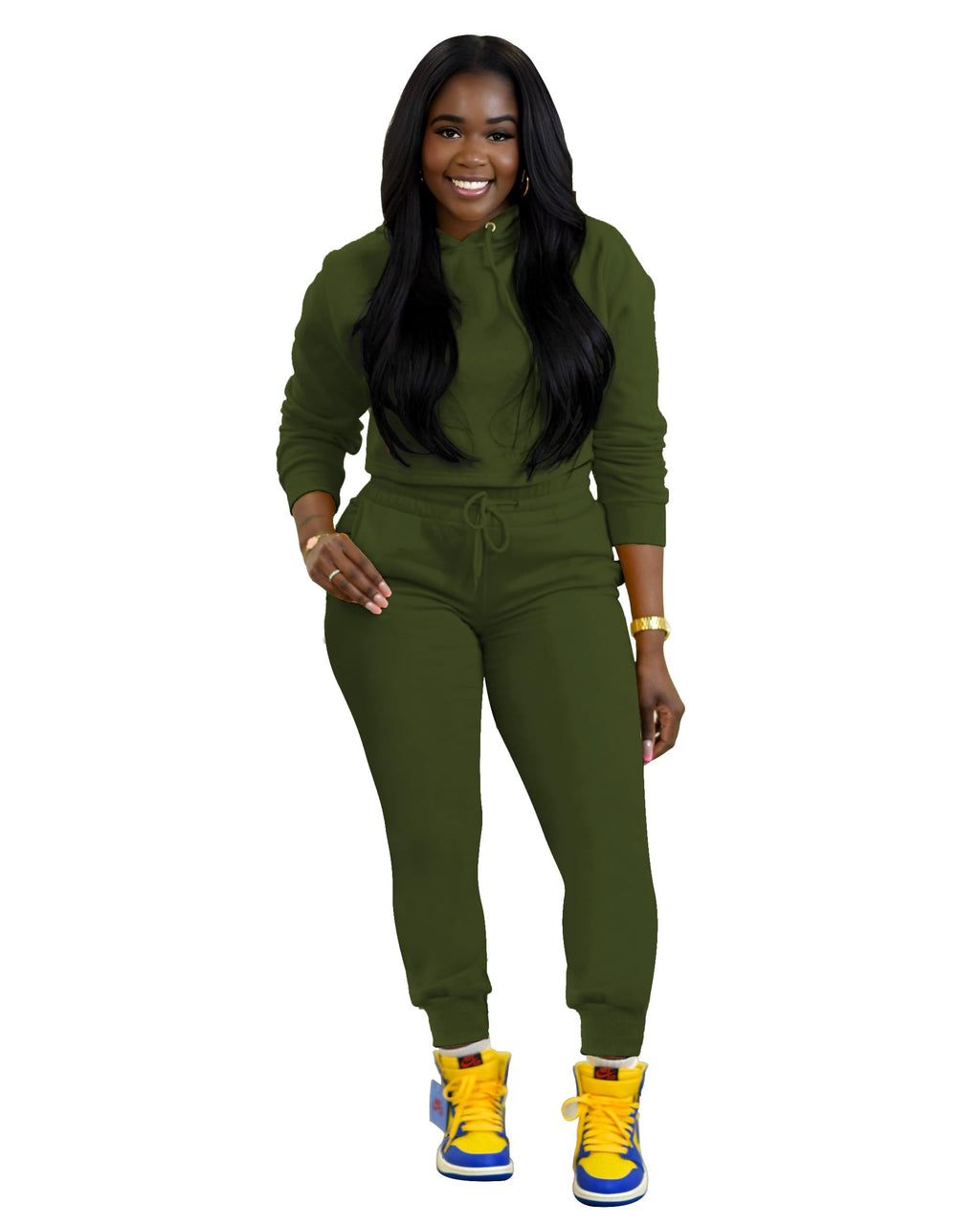 TOPSRANI Womens Two Piece Outfits Bodycon Tracksuit Sweatsuits Hoodie Solid Jogger Biker Workout Lounge Long Sleeve Pant Sets