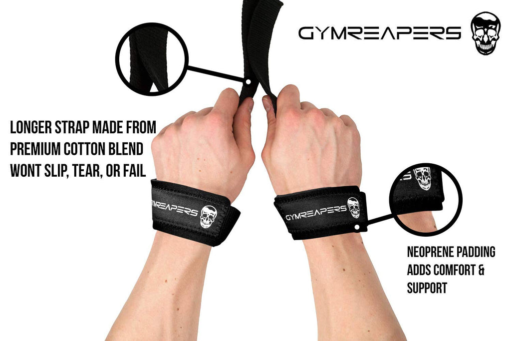 Gymreapers Lifting Wrist Straps for Weightlifting, Bodybuilding, Powerlifting, Strength Training, & Deadlifts - Padded Neoprene with 18 inch Cotton
