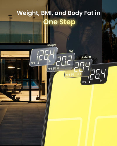 RENPHO Smart Scale for Body Weight, Weight Scale with 7-in-1 Large Display for BMI, Body Fat, Muscle Mass, 13 Body Composition, High Accurate Bluetooth Scale, 500lbs, 11.8", Elis 2XL