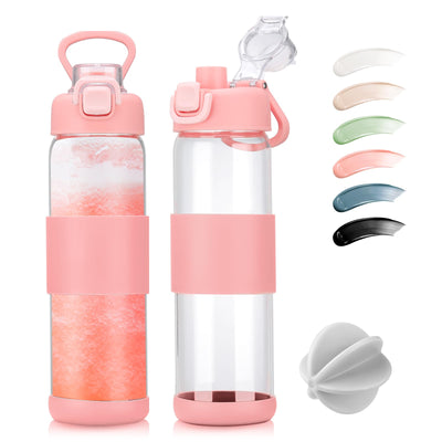 Glass Water Bottle for Protein Mixes 24 oz Protein Shaker Bottles with Whisk Ball Portable Leak Proof Shaker Blender for Fitness BPA Free