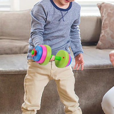 Kids Workout Dumbbell Weights Set - Toddler Toy Gym Equipment for Pretend Play Lifting, Exercise & Fitness - Adjustable Fill with Sand or Water