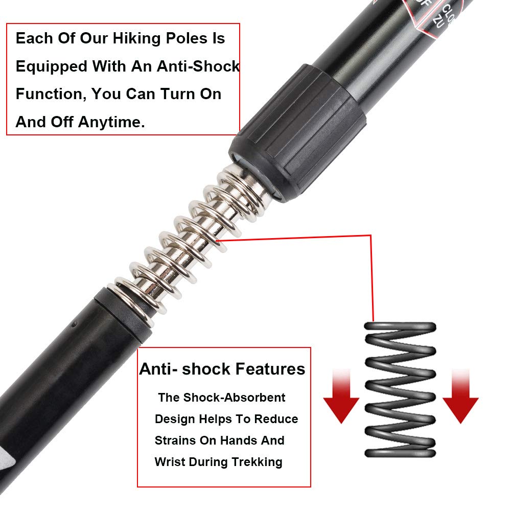 Aihoye Hiking Trekking Poles, 2 Pack Collapsible, Lightweight, Anti Shock, Walking Sticks, Adjustable Hiking Pole for Men and Women